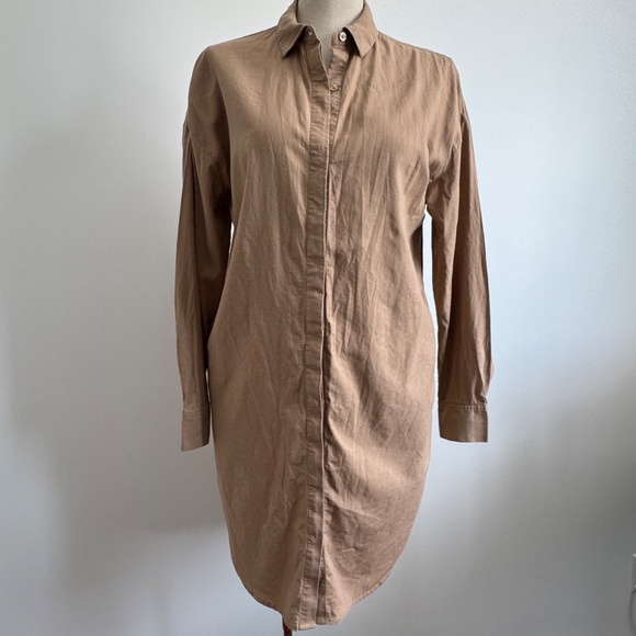 RW&CO - Tan Linen Button Down Dress - Picture 1 of 8